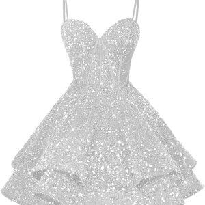White Sequin Party Dress